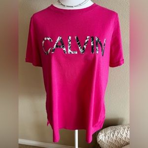 Calvin Klein Women’s Pink T-Shirt, Shirt Sleeve w/cuff - Size XL